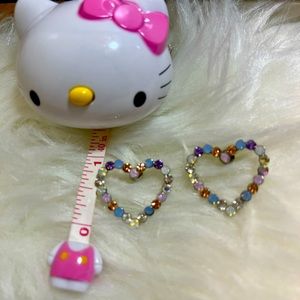 Fashion multi color heart earrings